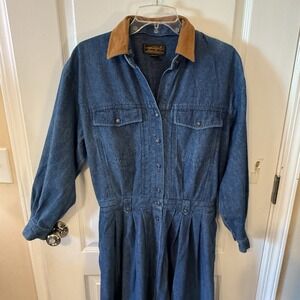 Eddie Bauer Women's Denim Maxi Dress Vintage, Long Sleeve, Full Length, Size‎ M